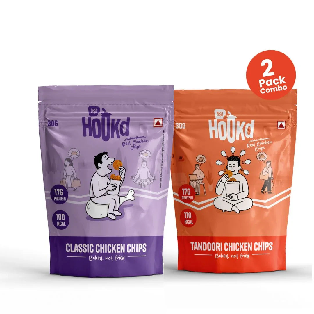 Classic and Tandoori chicken chips combo pack, high-protein, baked not fried, 17g protein per 30g serving